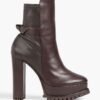 New Alexandre Birman Clarita Lug-Sole Leather Booties in Brown Size 10