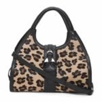 NWT VITTORIA NAPOLI Leather & Haircalf Leopard Print Satchel