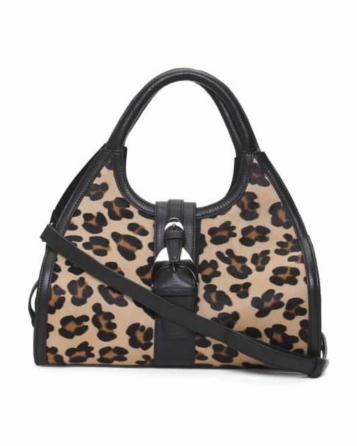 NWT VITTORIA NAPOLI Leather & Haircalf Leopard Print Satchel