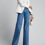 NWT Veronica Beard Jeans Ember High-Rise Wide-Leg Jeans in Powdered Ocean Size 27