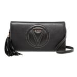 NWT Valentino by Mario Valentino Black Lena Clutch/Crossbody Bag w/ White Stitching