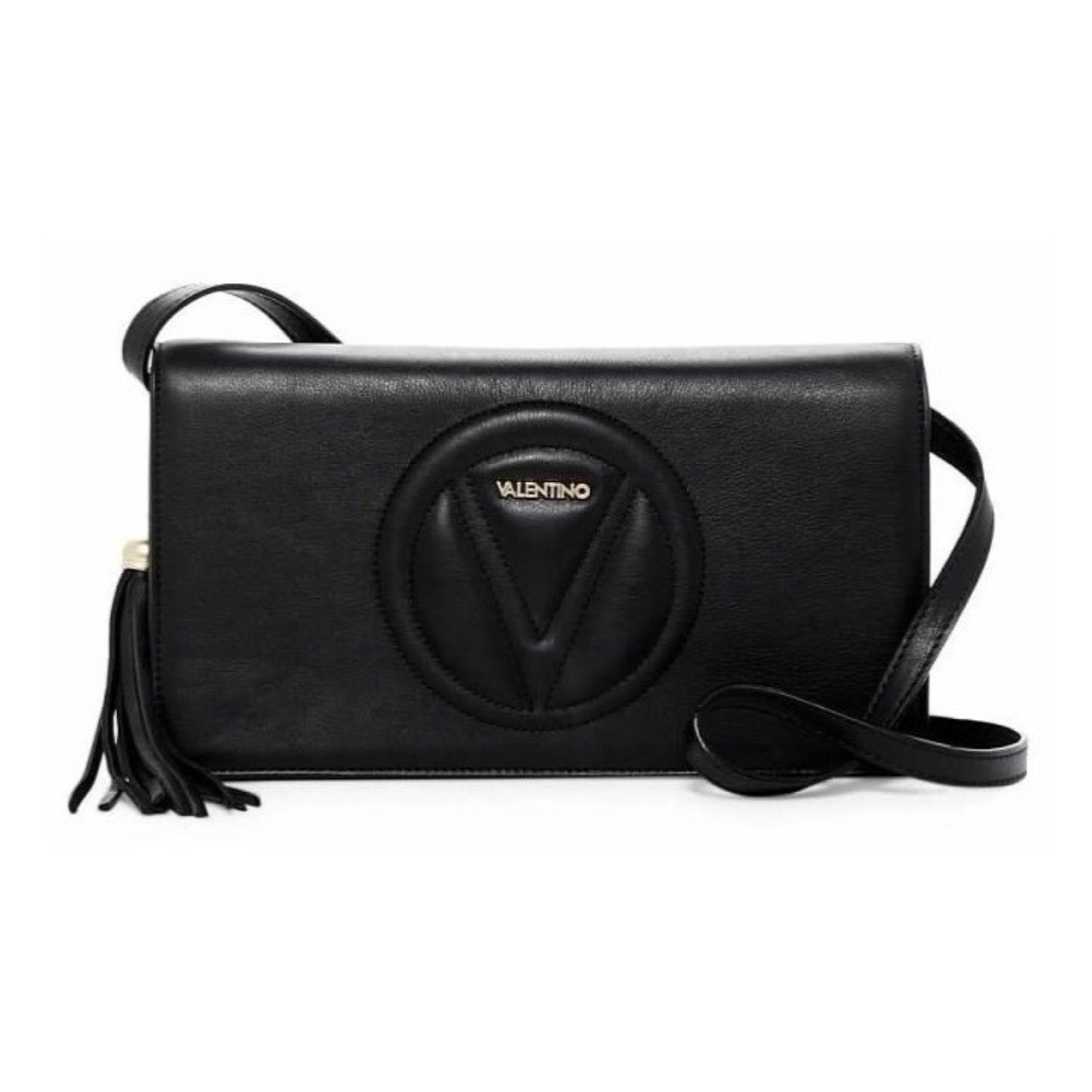 NWT Valentino by Mario Valentino Black Leather Lena Clutch/Crossbody Bag