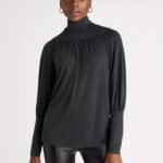 NWT Ann Taylor Shirred Turtleneck Top in Pine Needle Green Size Small Petite