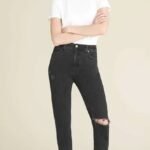 NWT Veronica Beard Jeans Benzi Distressed Mid-Rise Girlfriend Jean with Raw Hem in Salt & Pepper Size 27