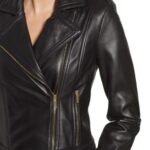 NWT Badgley Mischka Gia Quilted Leather Biker Jacket in Black Size Small